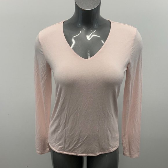 Alfred Sung Top Women's Medium Pink Long Sleeve V Neck Viscose/Spandex - Picture 1 of 4